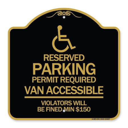Signmission Connecticut Reserved Parking Permit Required Van Accessible Violators Will Be Fined M, BG-1818-24657 A-DES-BG-1818-24657